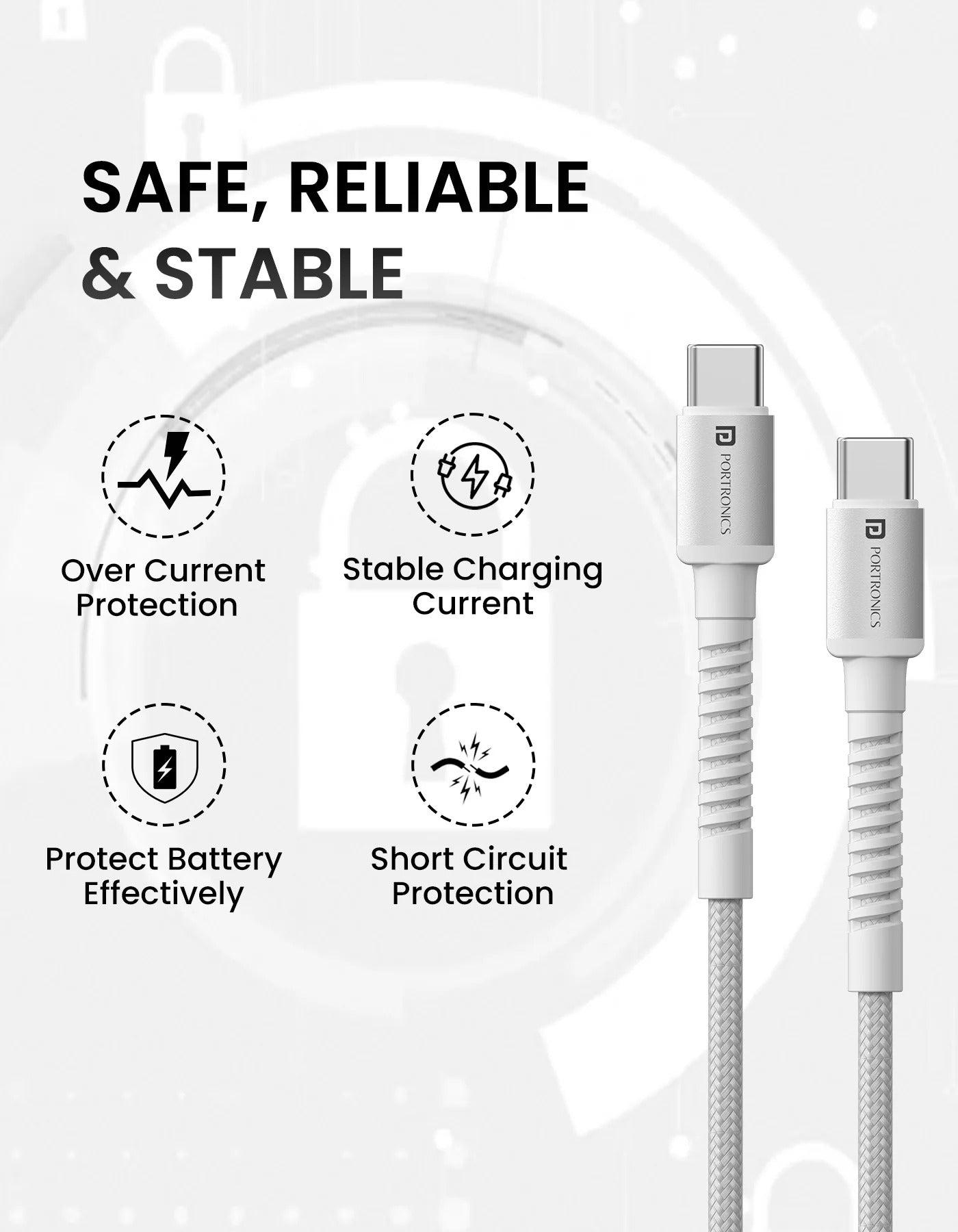 Portronics Konnect X 60W Type C to Type C Nylon Braided Cable 1M