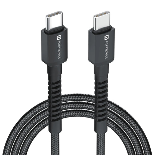 Portronics Konnect X 60W Type C to Type C Nylon Braided Cable 1M