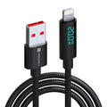 Portronics Konnect View 27W Fast Charging Cable | Type-C to 8Pin | LED Display | Nylon Braided | 1.2M | Black
