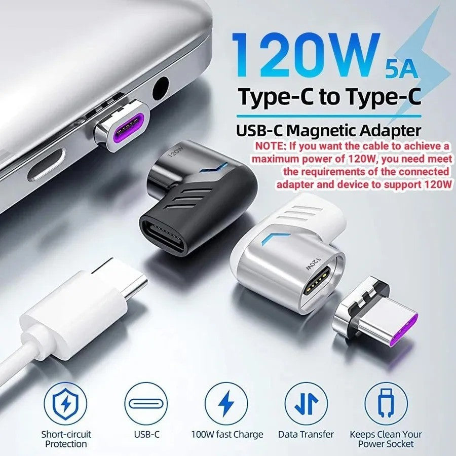 LAXANOH 90-degree magnetic USB-C adapter for fast charging and data transfer, L-shaped design.